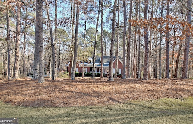 view of front of property featuring a front yard