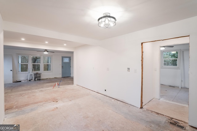 spare room featuring ceiling fan