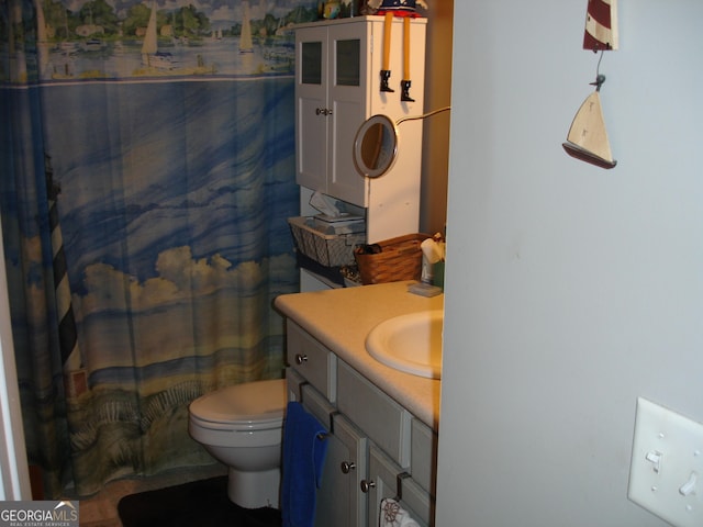 bathroom with toilet and vanity