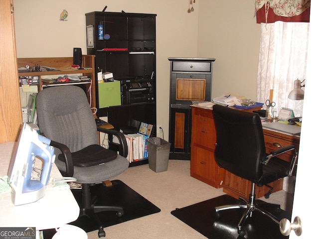 view of carpeted office space