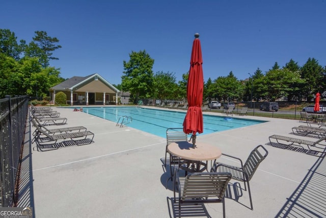 view of pool with a gazebo and a patio area