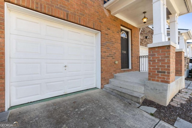 exterior space with a garage