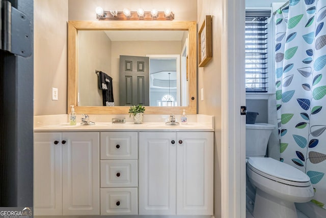 1231 Scarlet Oak Cir, Athens, GA 30606 - full bath featuring double vanity, toilet, and a shower with curtain