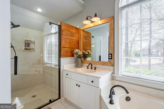 1231 Scarlet Oak Cir, Athens, GA 30606 - full bath featuring a shower stall, a bath, vanity, and tile patterned flooring