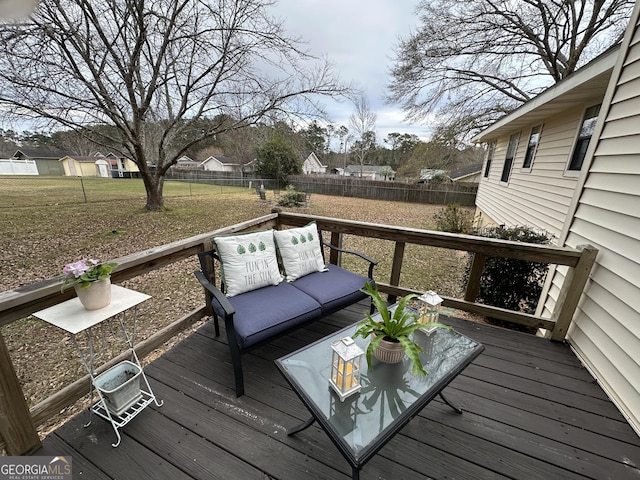 deck featuring an outdoor living space