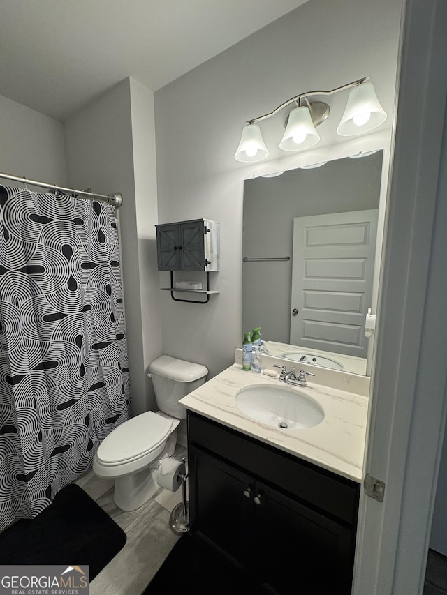 bathroom with toilet and vanity