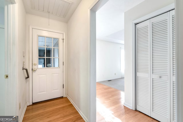 doorway featuring light hardwood / wood-style flooring