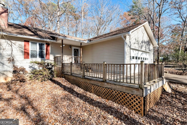 exterior space with a garage