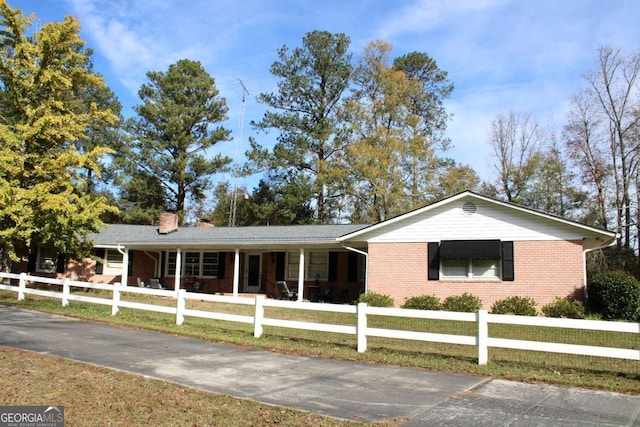 view of single story home