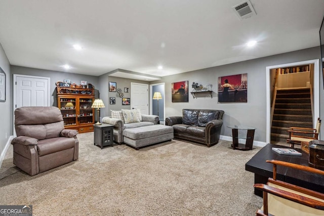 living room with carpet