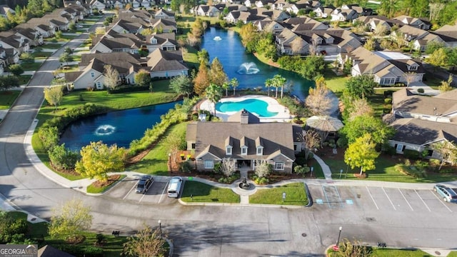 106 Danbury Ct, Pooler, GA 31322 - aerial perspective of suburban area featuring a nearby body of water and a pool area