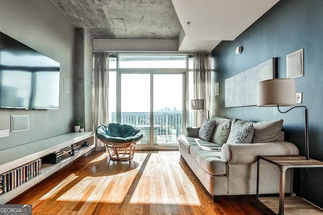 sitting room featuring hardwood / wood-style flooring