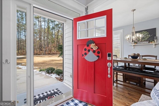 entryway with wood-type flooring