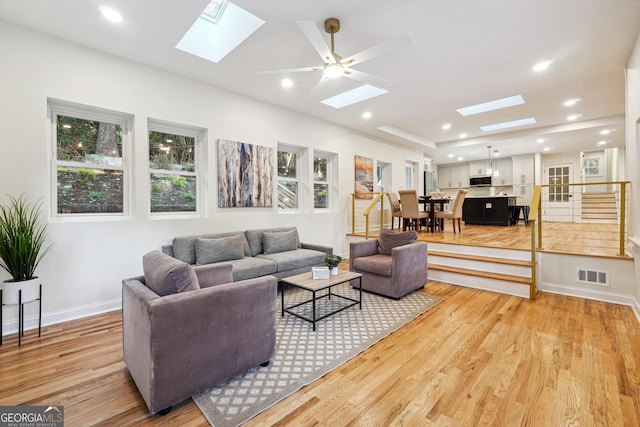 living room featuring light wood-type flooring