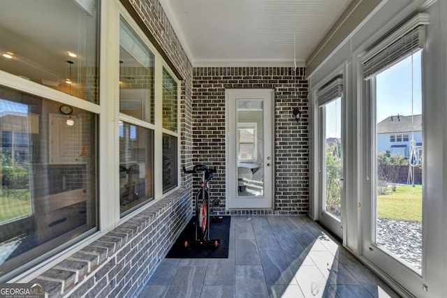 view of unfurnished sunroom