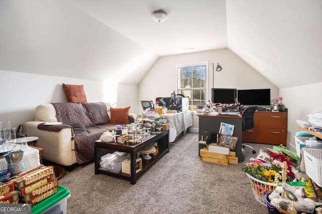 bonus room featuring carpet floors and lofted ceiling