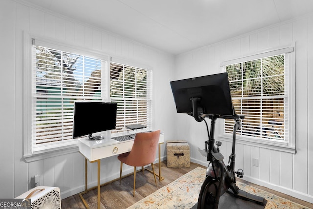 office area featuring hardwood / wood-style flooring