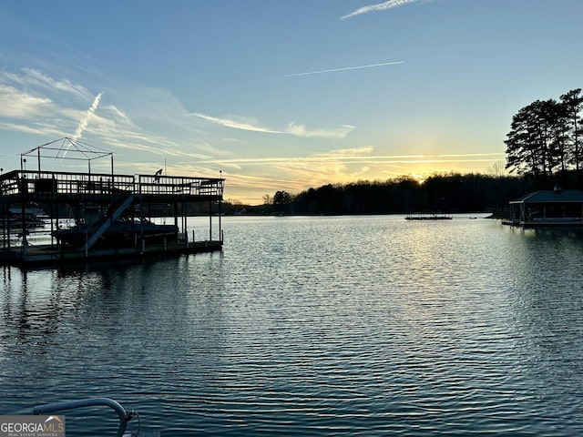 dock area featuring a water view