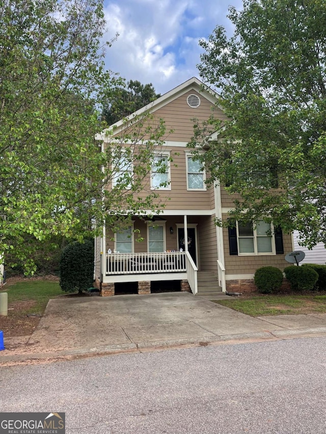 view of front of property with a porch