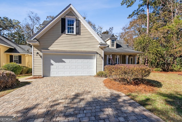 view of front of house with a garage