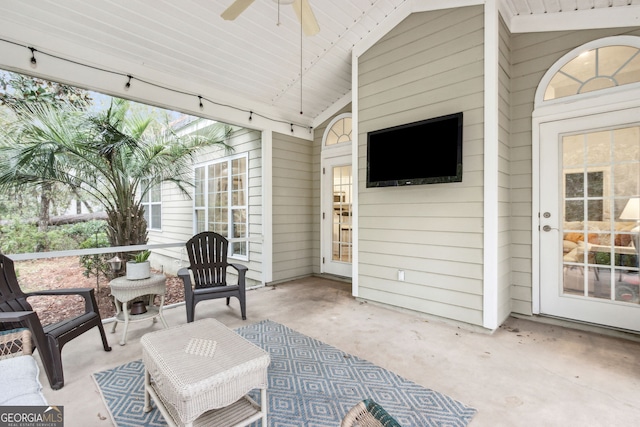 view of patio with ceiling fan