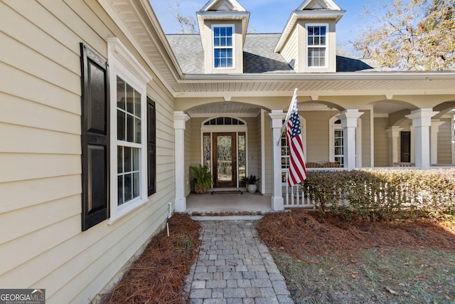 entrance to property with covered porch