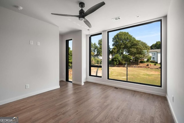 unfurnished room featuring plenty of natural light and dark wood-type flooring