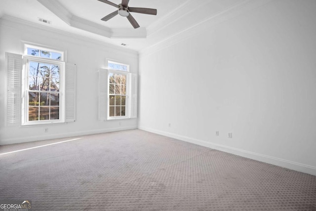 22 Lazy Hammock Ct, Savannah, GA 31419 - carpeted empty room with ceiling fan, crown molding, and a tray ceiling