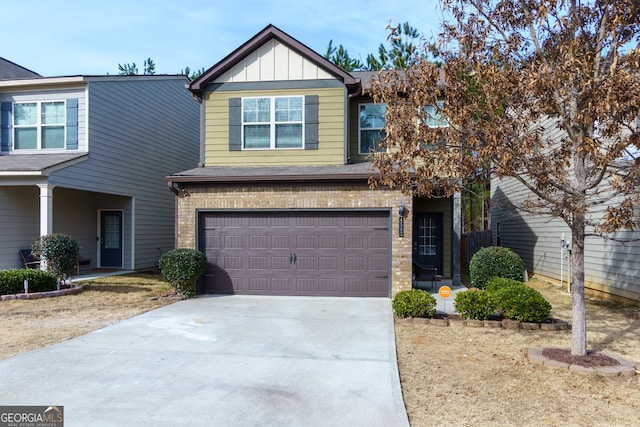 view of front of house with a garage