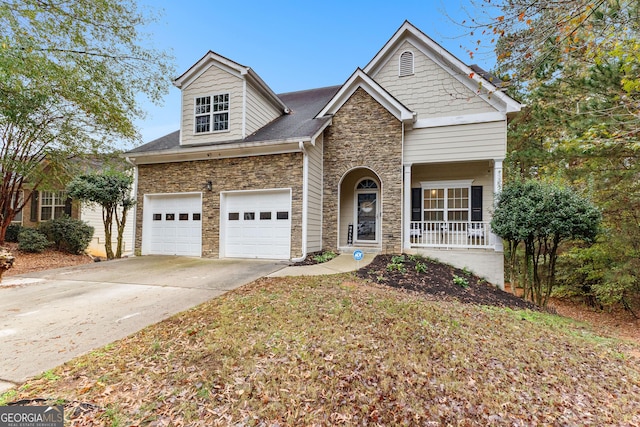 view of front of house with a garage