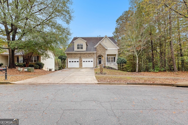 front facade with a garage