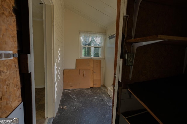 interior space featuring vaulted ceiling