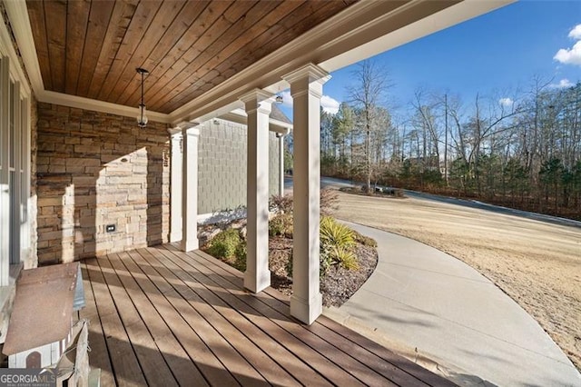 wooden deck with covered porch