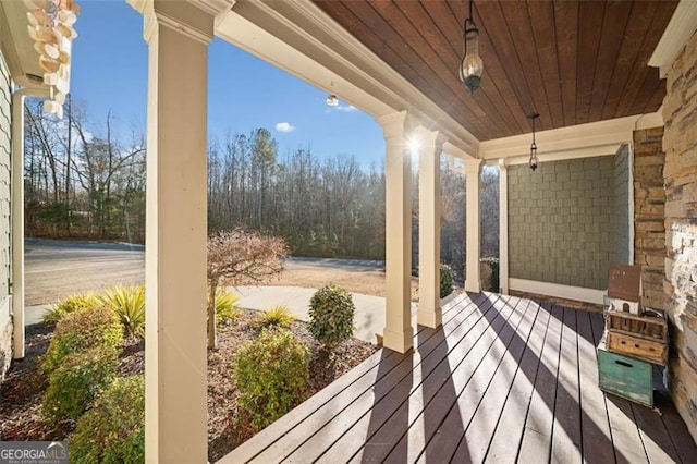 wooden deck featuring a porch