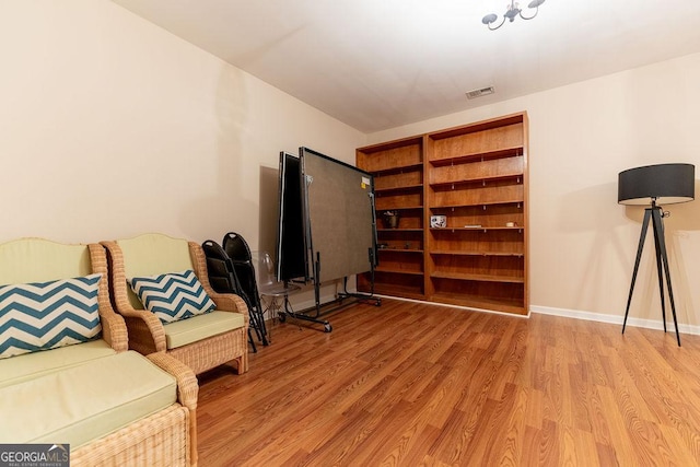 living area with light wood-type flooring