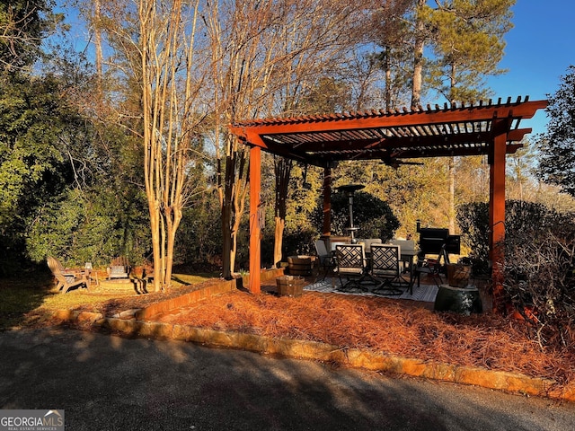 view of yard featuring a pergola