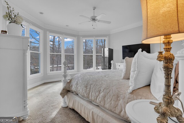 office area with ornamental molding, dark hardwood / wood-style flooring, and french doors