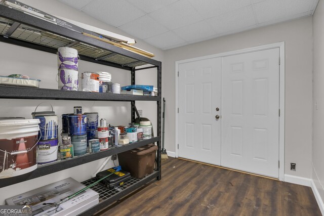 carpeted office with ceiling fan