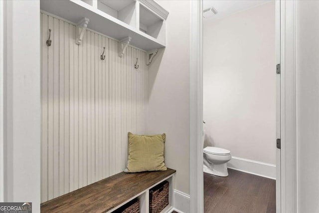 mudroom featuring dark hardwood / wood-style floors