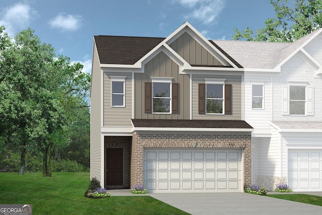 view of front facade featuring a front yard and a garage