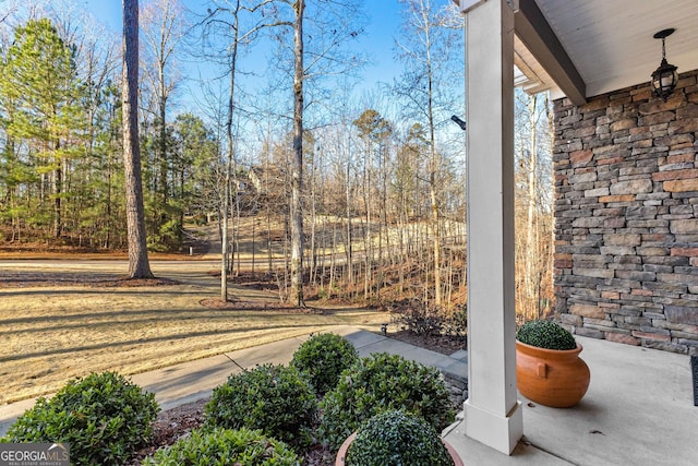 view of yard with covered porch