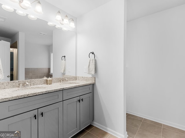 bathroom featuring vanity and tile patterned floors