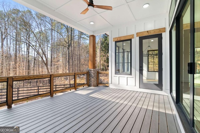 deck featuring a ceiling fan