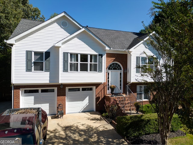 bi-level home with a garage