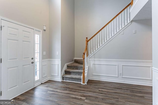 entryway featuring dark wood-type flooring and a healthy amount of sunlight