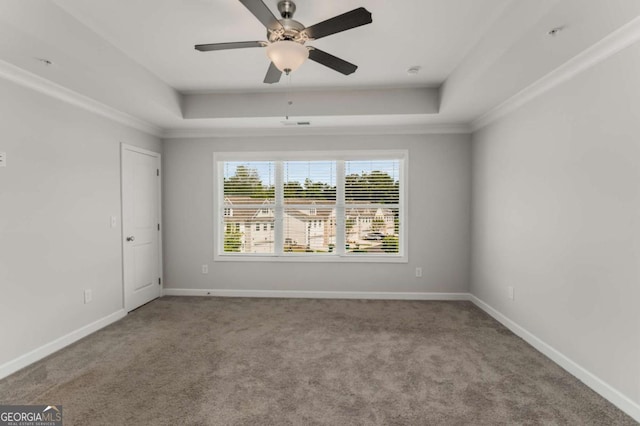 1708 Evenstad Way, Smyrna, GA 30080 - carpeted spare room with a tray ceiling, ceiling fan, and ornamental molding