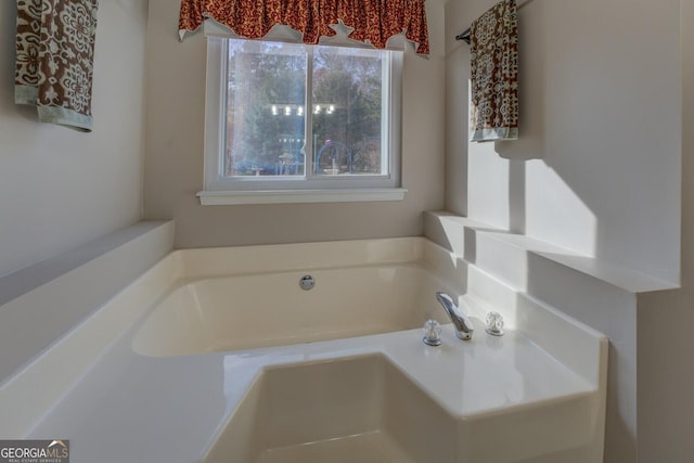 bathroom featuring a washtub