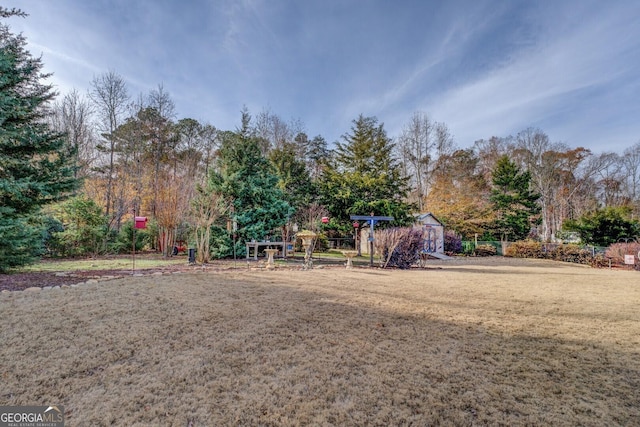 view of yard featuring a playground