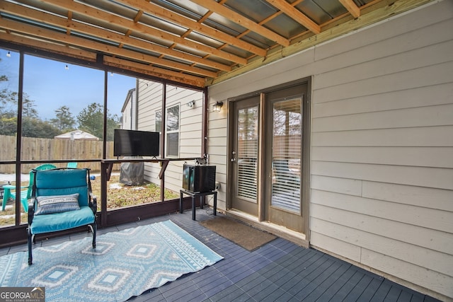 view of unfurnished sunroom