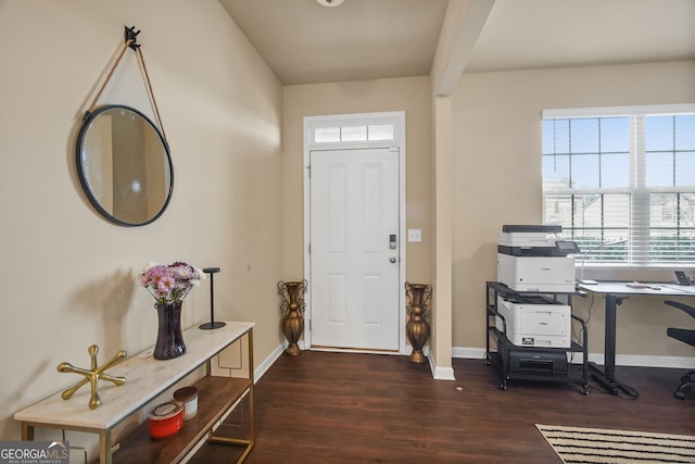 foyer featuring dark hardwood / wood-style flooring